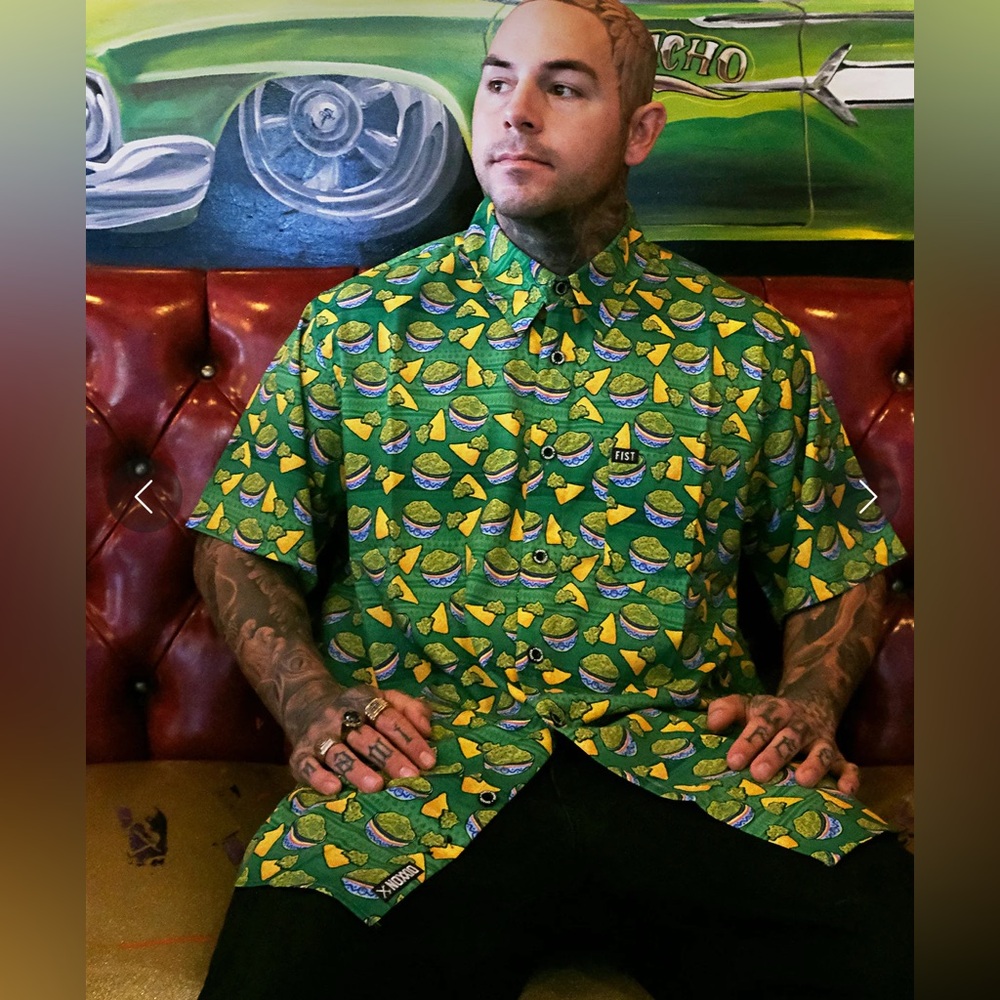 Dixxon Flannel x FIST‎ Chips N Guac Party Wear Short Sleeve Shirt Green Mens 3X - Picture 3 of 13